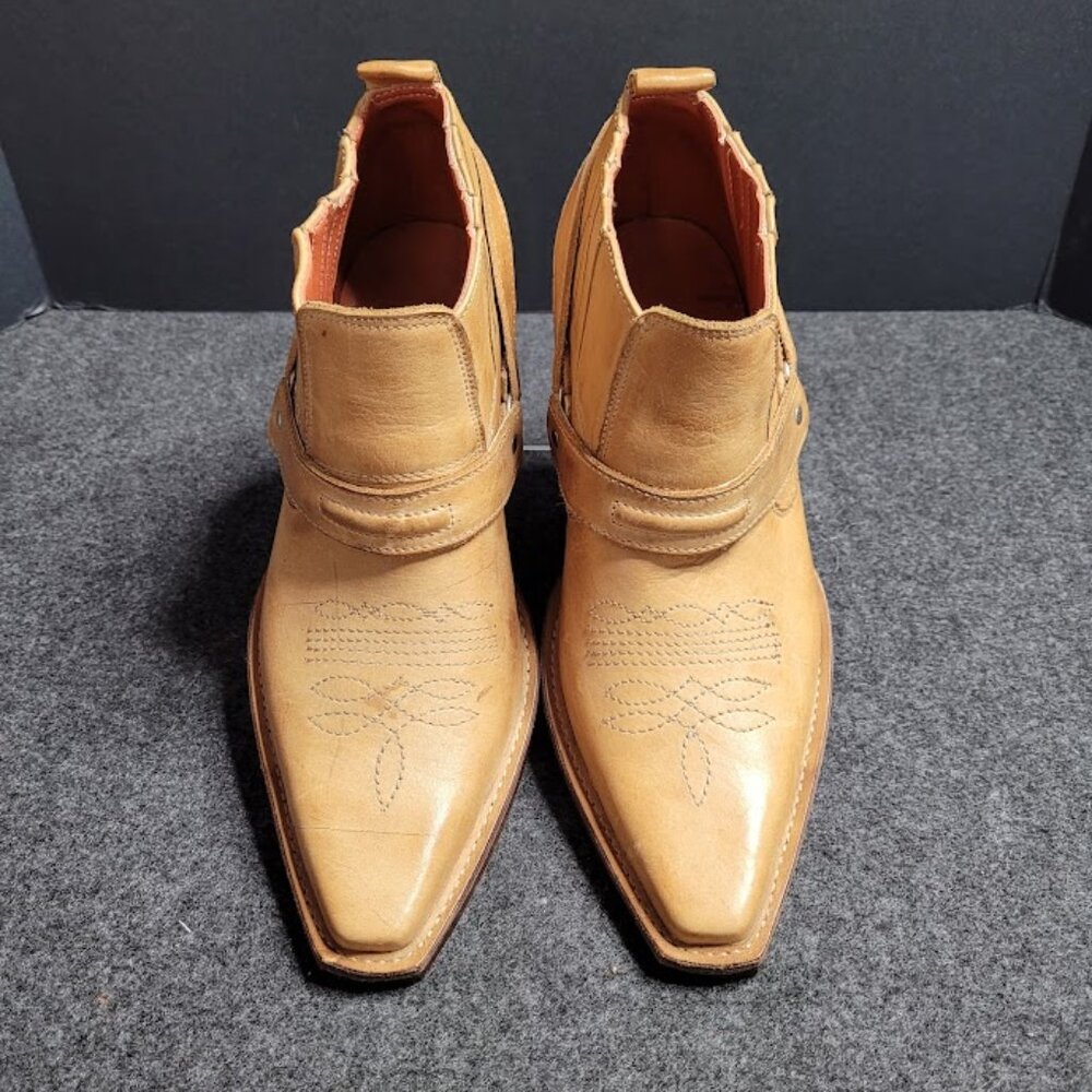 Vintage Men's Leather Western Ankle Boots SZ 7 - Picture 3 of 12